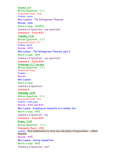 Monday 11/5 Review Questions - 1-1-1 Homework Check