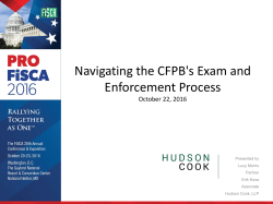 Navigating the CFPB Exam and Enforcement Process HudCo