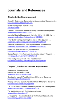 Journals and References Chapter 2, Quality management Emerald