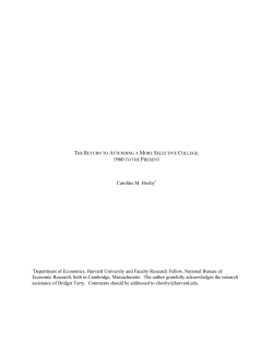 Caroline M. Hoxby* *Department of Economics, Harvard University