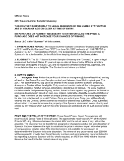 Official Rules 2017 Sauce Summer Sampler Giveaway THIS