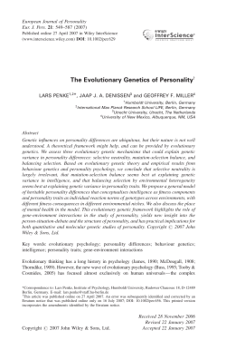 The Evolutionary Genetics of Personalityy