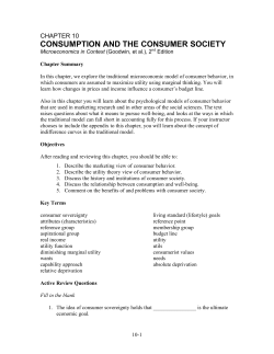 Consumption and the Consumer Society