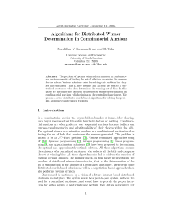 Algorithms for Distributed Winner Determination In