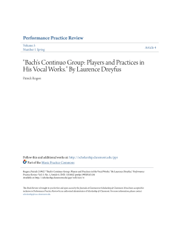 "Bach`s Continuo Group: Players and Practices in His Vocal Works