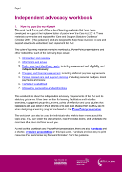 Independent advocacy workbook