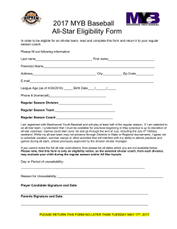 2017 MYB Baseball All-Star Eligibility Form In order to be eligible for