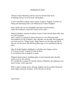 HOGMANAY 2016 Thanks to Doris Buchanan and her team for all