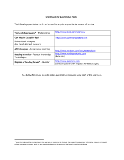 Short Guide to Quantitative Tools