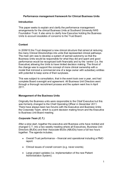 1 Performance management framework for Clinical Business Units