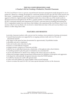 THE PAX GOOD BEHAVIOR GAME A Teacher`s Kit for