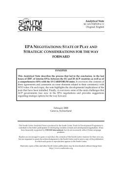 epa negotiations: state of play and strategic considerations for the