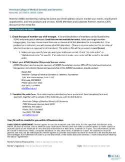 Member Mailing List Rental - American College of Medical Genetics
