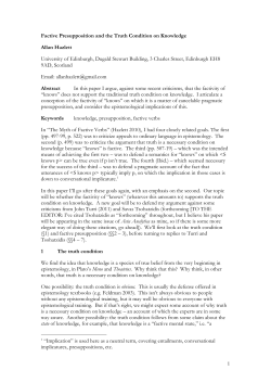 Factive Presupposition and the Truth Condition on Knowledge Allan