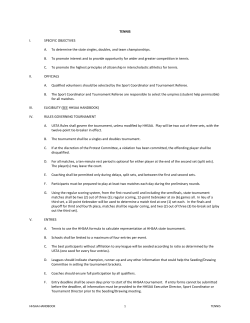 TENNIS I. SPECIFIC OBJECTIVES A. To determine the state singles