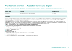 Prep unit overview * Australian Curriculum: English