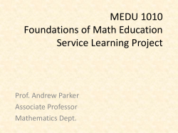 MEDU 1010 Foundations of Math Education Digital Service Learning
