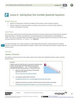 Algebra I Module 4, Topic A, Lesson 6: Teacher Version