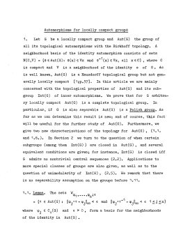 Automorphisms for locally compact groups 1. Let G be a - UiO