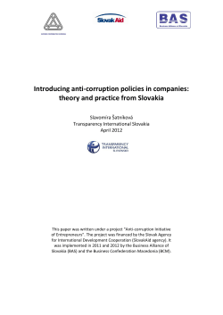 Introducing anti-corruption policies in companies: theory and