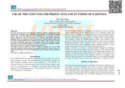 use of the cost/volume/profit analysis in terms of earnings