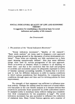 Social Indicators, Quality of Life and Economic Theory