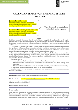 2. Literature review - calendar effects on the capital market as