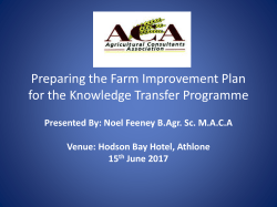 Preparing the Farm Improvement Plan for the Knowledge Transfer