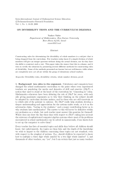 ON DIVISIBILITY TESTS AND THE CURRICULUM DILEMMA