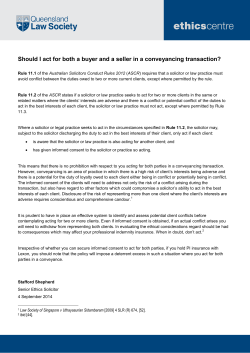 Should I act for both a buyer and a seller in a conveyancing