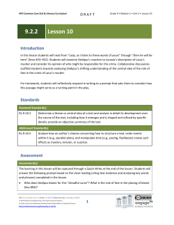 Grade 9 ELA Module 2, Unit 2, Lesson 10