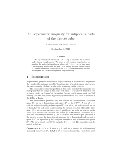 An isoperimetric inequality for antipodal subsets of the discrete cube