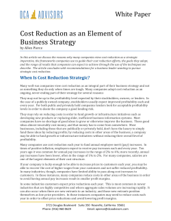 Cost Reduction as an Element of Business Strategy