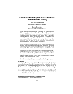 The Political Economy of Canada`s Video and Computer Game