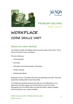 PROBLEM SOLVING SCQF Level 4 WORKPLACE CORE SKILLS