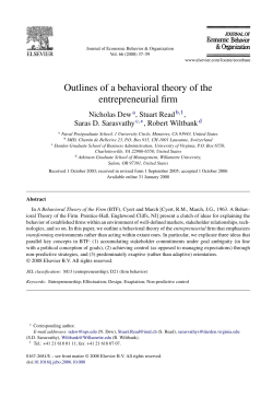 Outlines of a behavioral theory of the entrepreneurial firm