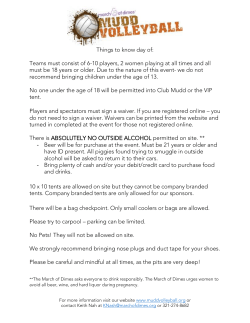 Things to know day of: Teams must consist of 6