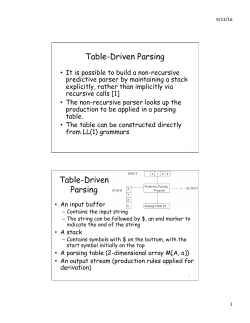 Table-Driven Parsing Table