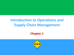 Operations and Supply Chain Strategies
