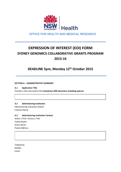 (EOI) FORM SYDNEY GENOMICS COLLABORATIVE