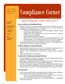 Sports Wagering: &ldquo;DON`T BET ON IT&rdquo;