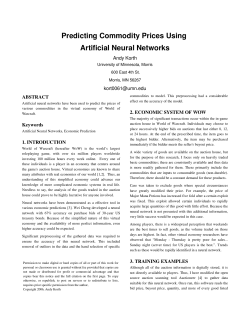 Predicting Commodity Prices Using Artificial Neural