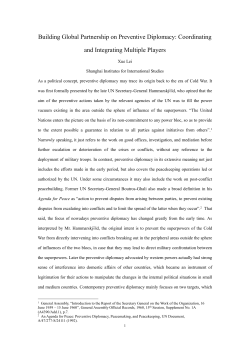 Building Global Partnership on Preventive Diplomacy: Coordinating