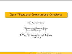 Game Theory and Computational Complexity