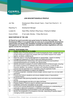 JOB DESCRIPTION/ROLE PROFILE Job Title: Development Officer