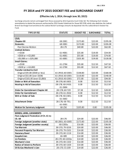 2014 and 2015 Docket Fee and Surcharge Chart