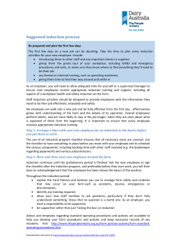 Induction Checklist - The People in Dairy