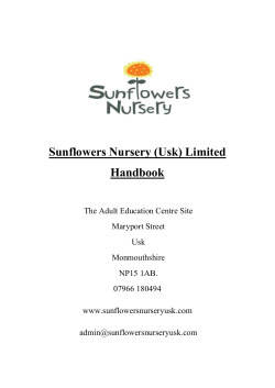 Sunflowers Nursery (Usk) Limited Handbook The Adult Education