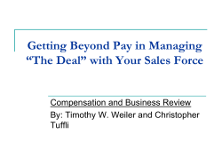 Getting Beyond Pay in Managing &ldquo;The Deal&rdquo; with Your Sales Force