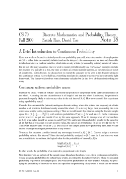 Introduction to Continuous Probability